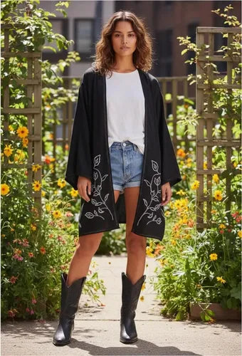 Kimono Saco Bordado Importado Xxl Rojo Único