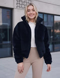 Campera Puffer Negra De Peluche Negro L Lisa