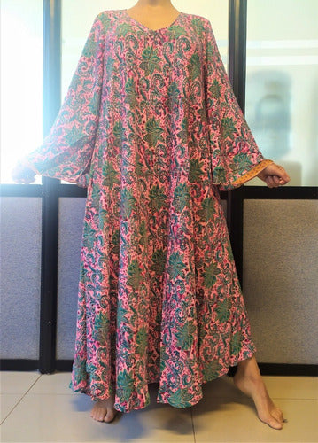 Vestido Largo Seda Hindu Importado Talle Grande Xxl