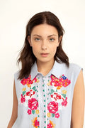 Blusa Camisa Importada Sin Mangas Bordada Estilo Vars