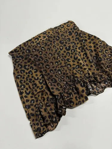 Mini Pollera De Lurex Elastizada Animal Print Marrón Animal Print 2