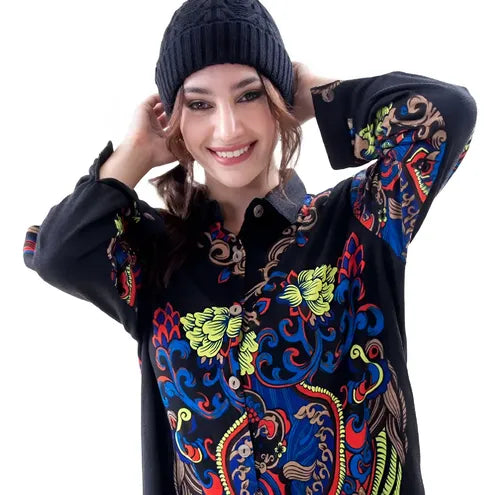Camisa Vestido Largo Lanilla Importado Mandalas Estilo Boho