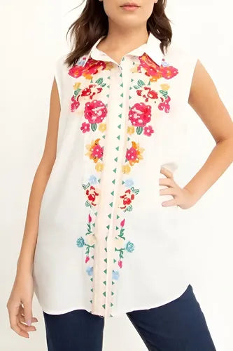 Blusa Camisa Importada Sin Mangas Bordada Estilo Vars