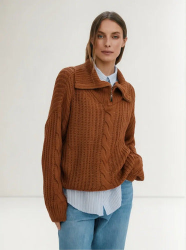 Sweater Tejido Importado X03 Marrón Liso Único