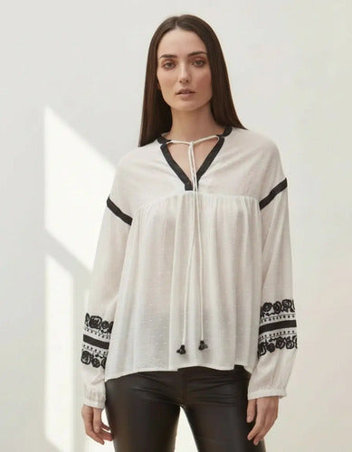Camisa Blusa  Boho Plumetí Bordada Importada
