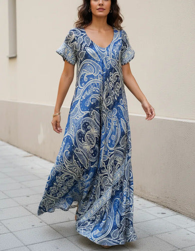 Vestido Largo Seda Boho Importado India Tipo Holi Rapsodia