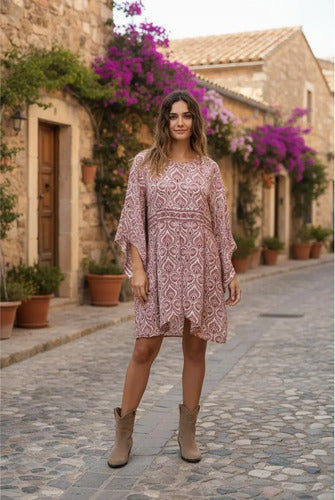 Vestido De Seda Hindú Corto Amplio Mangas Oxford Mod. 14