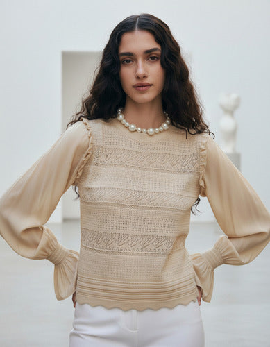 Sweater Tejido Importado Cod. 38 Beige Único
