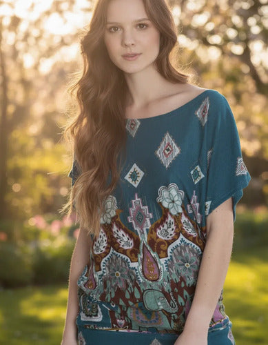 Remera Blusa Importada Estampada Lanilla Mandalas