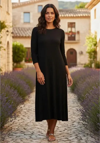 Vestido Morley Largo Básico Con Bolsillos Talle Amplio