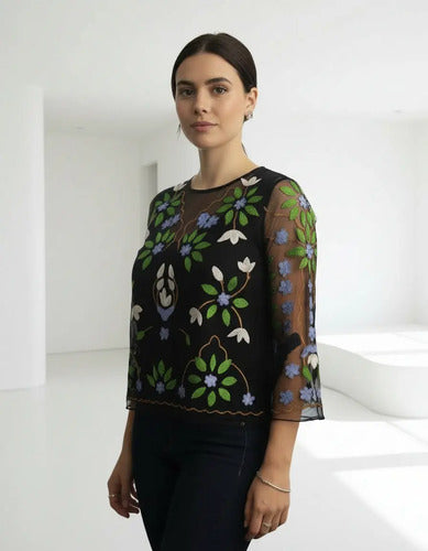 Blusa Camisa  Bordada Importada De India Folk Tipo Vars