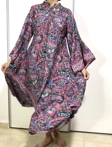 Vestido Mangas Oxford Importado Seda Hindú