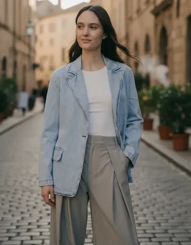 Saco Blazer De Jean Nuevo 2da Selección Celeste L Liso