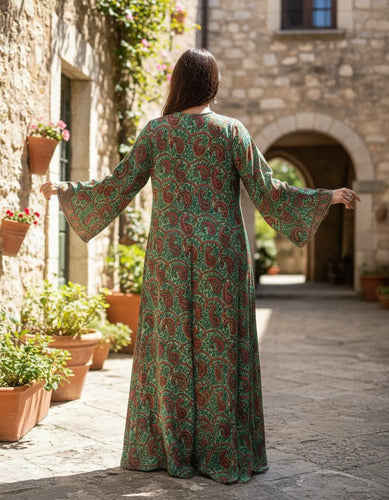 Vestido Largo Seda Hindu Importado Talle Grande Xxl