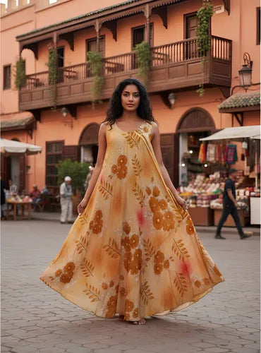 Vestido Solero Seda Hindu  Modelo Amplio