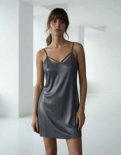 Vestido Fiesta Noche Lurex Plisado