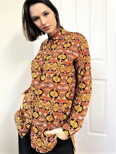 Camisa Camisola Marca Vestite Y Andate Ocre Geométrico 1