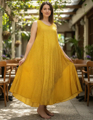 Vestido Solero Seda Hindu Importado Modelo Amplio
