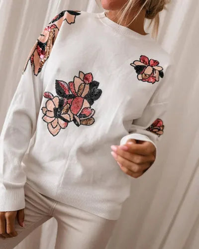 Sweater Bordado Importado Lentejuelas Paillettes Cod. 365