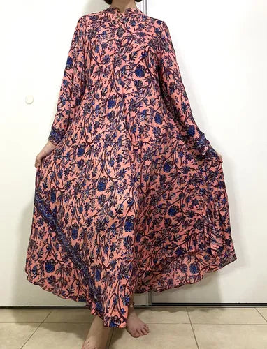 Vestido Mangas Oxford Importado Seda Hindú
