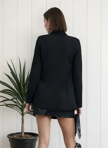 Saco Blazer Abierto Sastrero Con Botones Peltres Y Hombreras