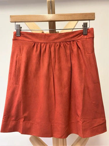 Mini Pollera Invierno Naranja Naranja Oscuro Liso M