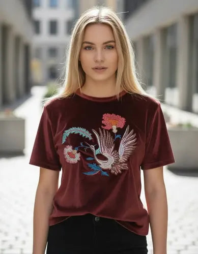 Remera De Chifón Bordada