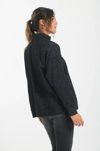 Buzo  Oversize Con Frisa Único Negro Lurex