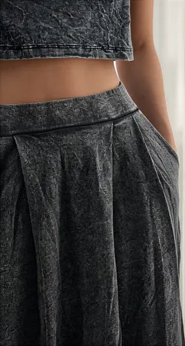 Pollera Larga Con Tablas De Jogging Nevado Negro Batik 5