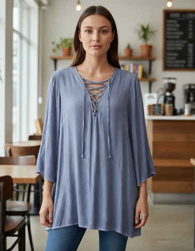 Blusa Tunica Camisa Importada Manga 3/4