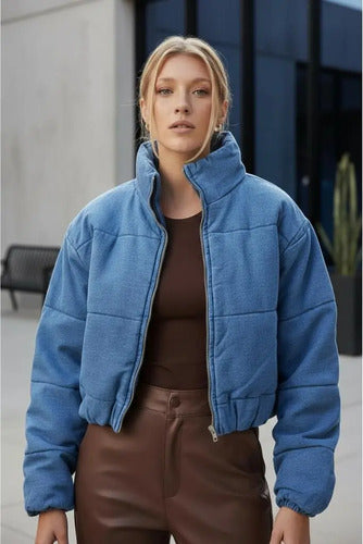 Campera Puffer De Jean Corta