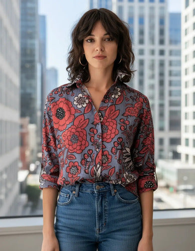 Camisa Camisola Viscosa Con Seda De Diseño Gris S