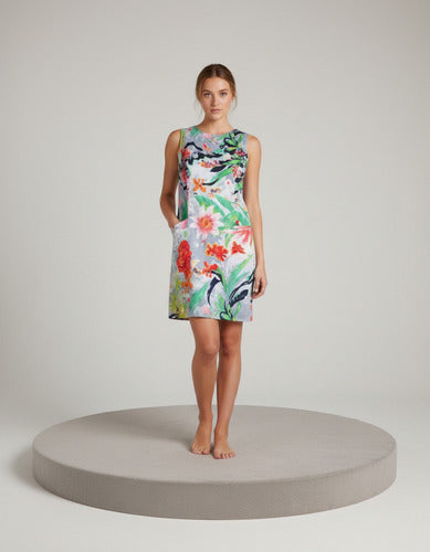 Vestido Solero Estampado India Gris Estampado M