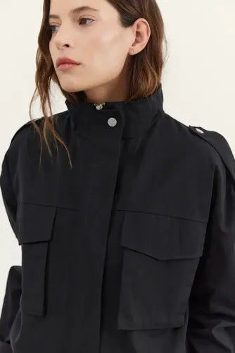 Campera De Sire Cargo Oversize Amplia Nueva 2da Seleccion Negro 42 Lisa
