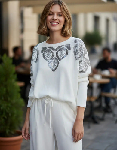 Sweater Tejido Importado Amplio Hasta Xxl Cod. 315 Oversize  Blanco Liso U