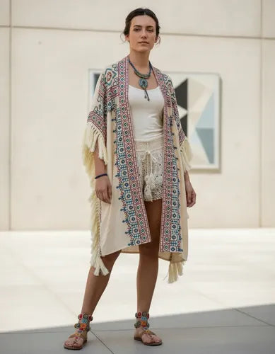 Kimono Saco Bordado Importado Grande Xxxl