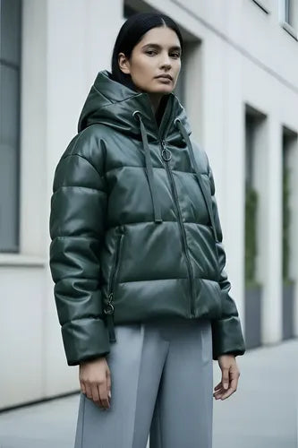 Campera Puffer Eco Cuero Importada Grande Xxl Oversize