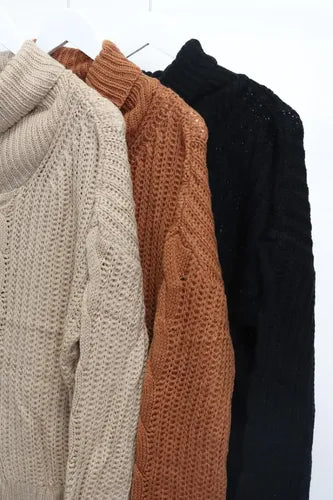 Sweater Tejido Importado X03 Marrón Liso Único