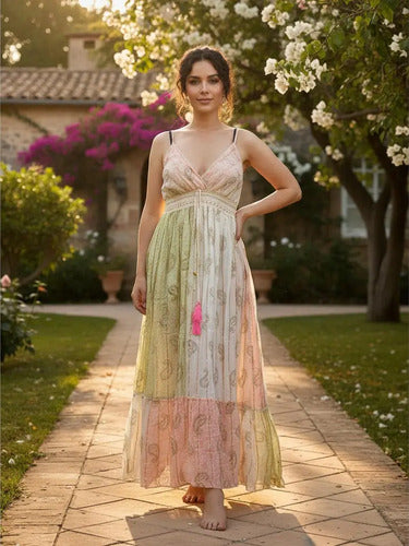Vestido Sin Mangas Largo De India Con Lurex