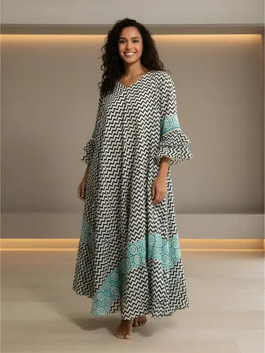 Vestido De India De Algodón Modelo Grande Hasta  Xxxl