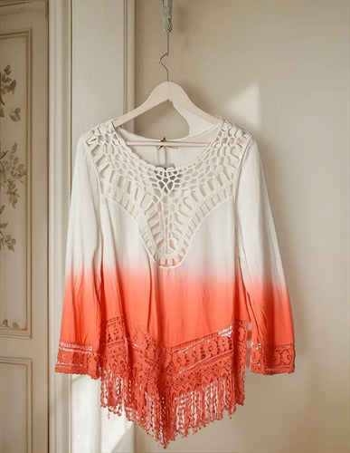 Camisa  Blusa Batik Puntilla Boho Hippie Chic Importada