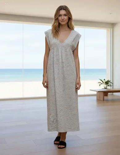 Vestido De Jersey Largo Escote En V