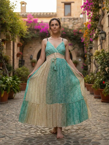 Vestido Sin Mangas Largo De India Con Lurex