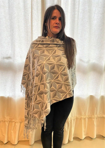 Pashmina Chalina Ruana Lanilla Rombos Importada