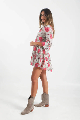 Vestido Con Volado Manga Larga De India