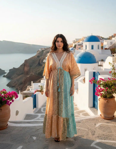 Vestido Largo De India Con Lurex