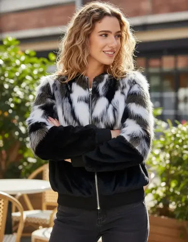 Campera De Piel Sintética Y Peluche Negro M Piel