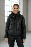 Puffer Ecocuero Campera De Abrigo  Importada Negro Xl Lisa