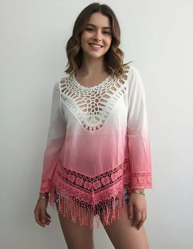 Camisa  Blusa Batik Puntilla Boho Hippie Chic Importada