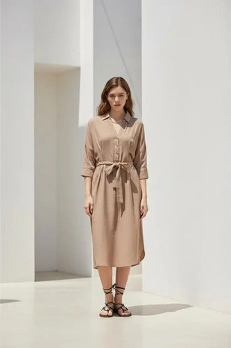 Vestido Camisero De Lino